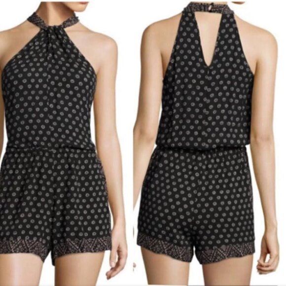 Splendid Island Stamp Twist Neck Romper Rayon Large - Picture 1 of 12